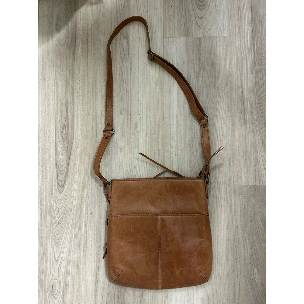 The Sak Sanibel Mini Crossbody Purse Brown Leather Embossed 9.5